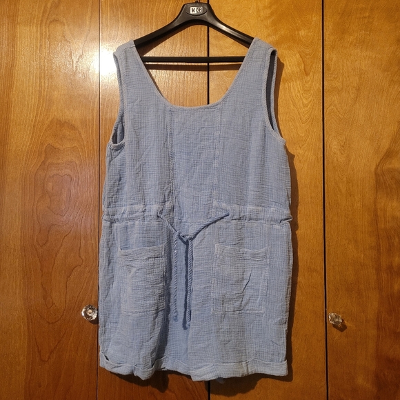Lalamia Drawstring Waist Romper Blue Gauze Size Large - Picture 4 of 11